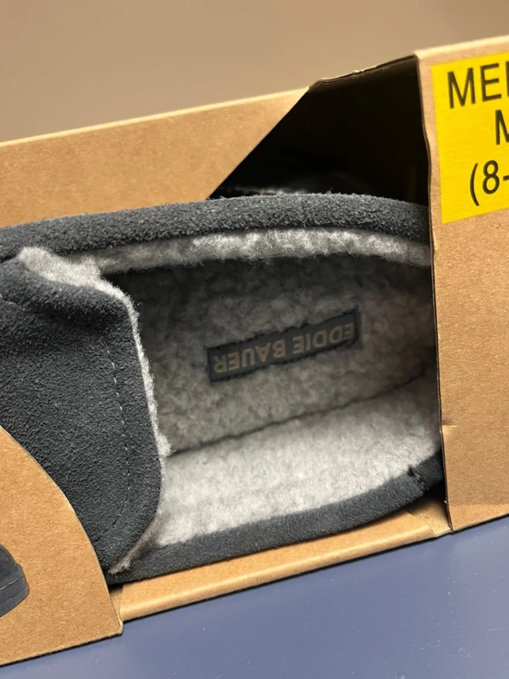 Eddie Bauer Men's Dark Gray Suede Slip-On Memory Foam Slippers
